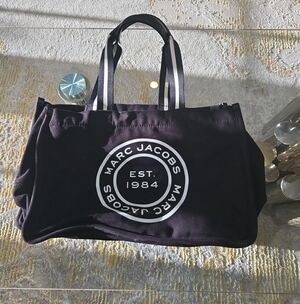 Marc Jacobs Black Canvas Signet Tote With Logo